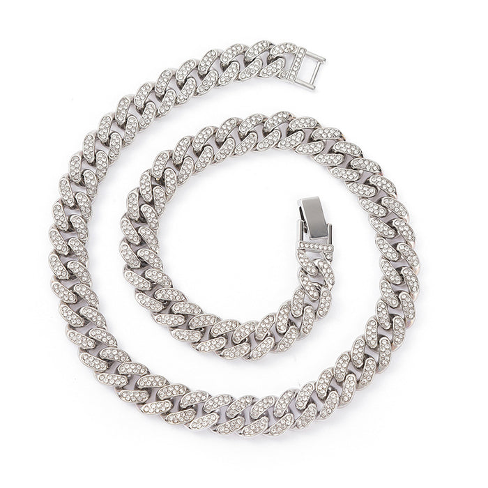 Wholesale Alloy Diamond Cuban Chain Men's Necklace JDC-NE-RenQing004