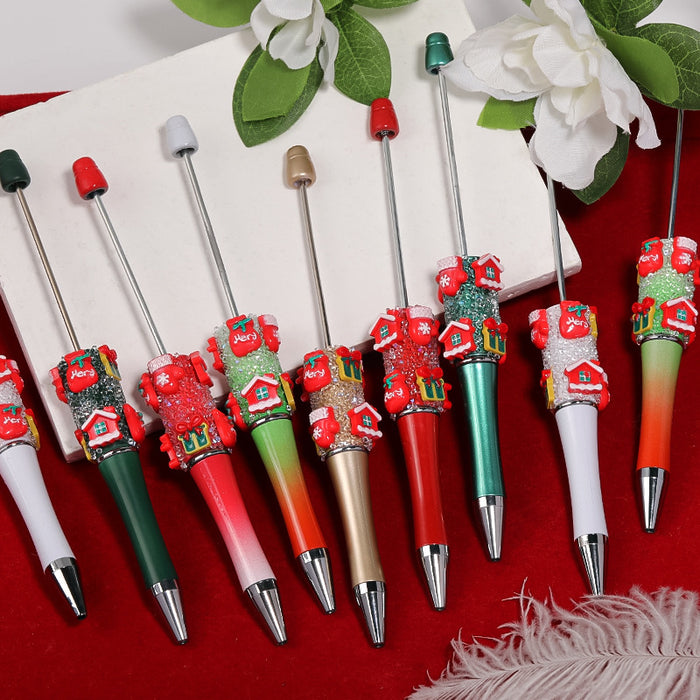 Wholesale New Christmas flower pearl bead pen creative sugar safflower embellishment ballpoint pen student gift pen