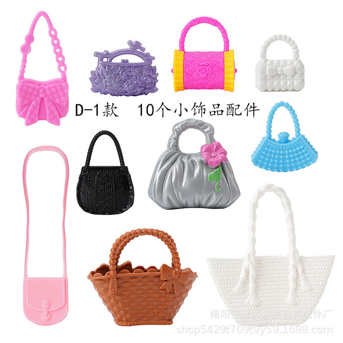 Wholesale Doll dress-up princess doll toy electroplated crown necklace earrings bracelet earrings accessories bag