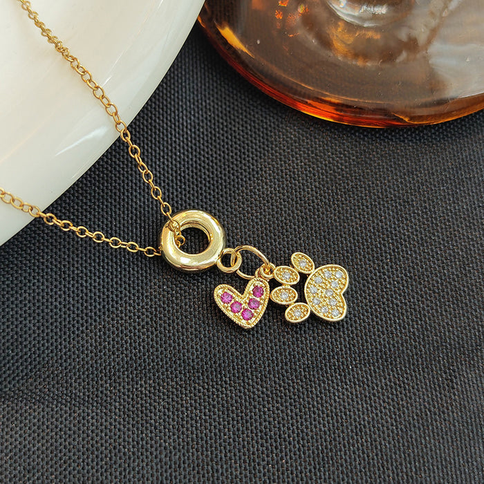 Wholesale Creative New Love Fashion Clavicle Chain Simple and Exquisite Color Pendant Exquisite Zircon Necklace for Women