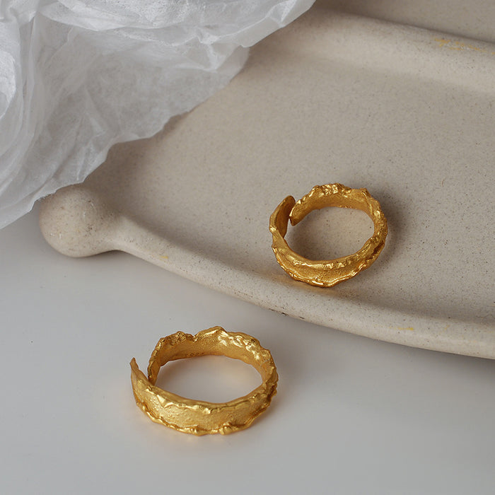 Wholesale S925 Sterling Silver Wrinkle Texture Ring Women's Open Texture Ring