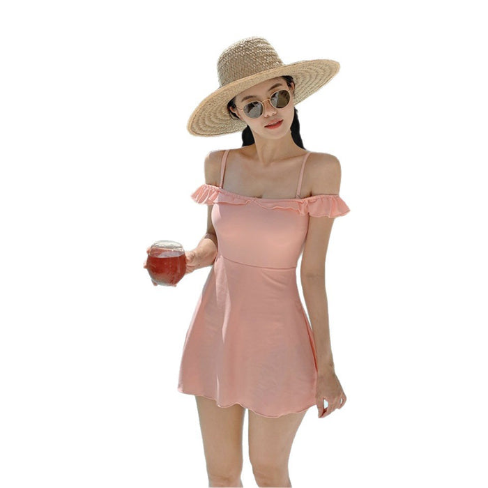 Wholesale New vacation hot spring swimsuit with a slimming one-piece skirt style swimsuit that covers the skin