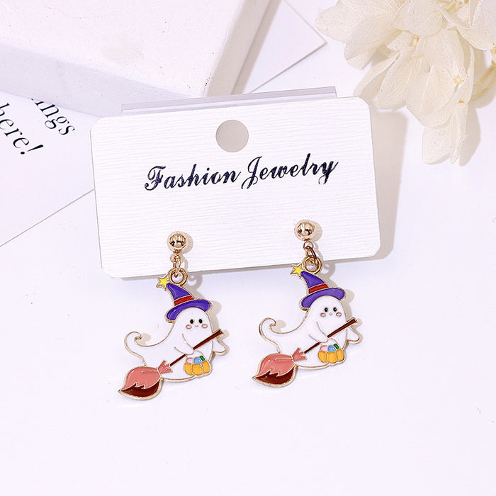 Wholesale Metal Electroplated  Earrings Pumpkin Ghost Pendant Fashion Jewelry Accessory for Women