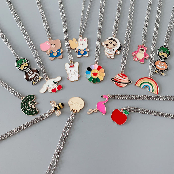 Wholesale Cartoon Style Smiling Bear Personality Pendant Stainless Steel Children's Necklace JDC-NE-YSJZ003