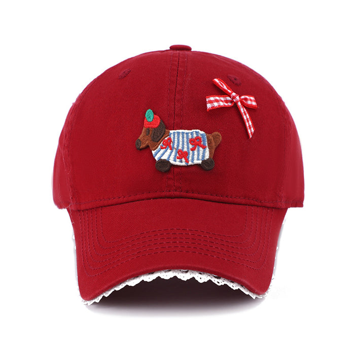 Wholesale Sunscreen hat, cute puppy duckbill hat, baseball cap