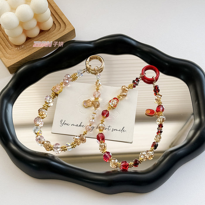 Wholesale Cartoon Alloy Mobile Phone Chain Luxury Crystal Bag Pendant Keychain