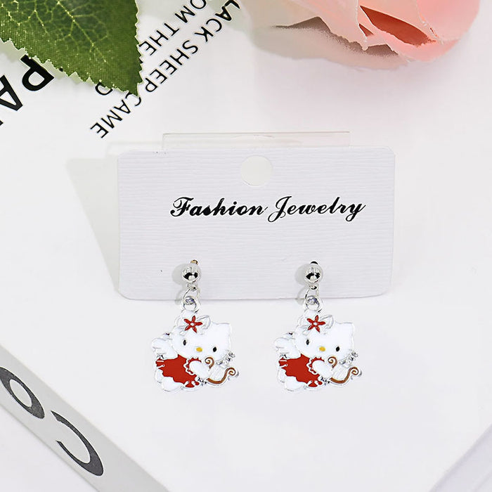 Wholesale Cute Cartoon Cat Short Earrings Metal Electroplated Fashion Jewelry Accessory for Women