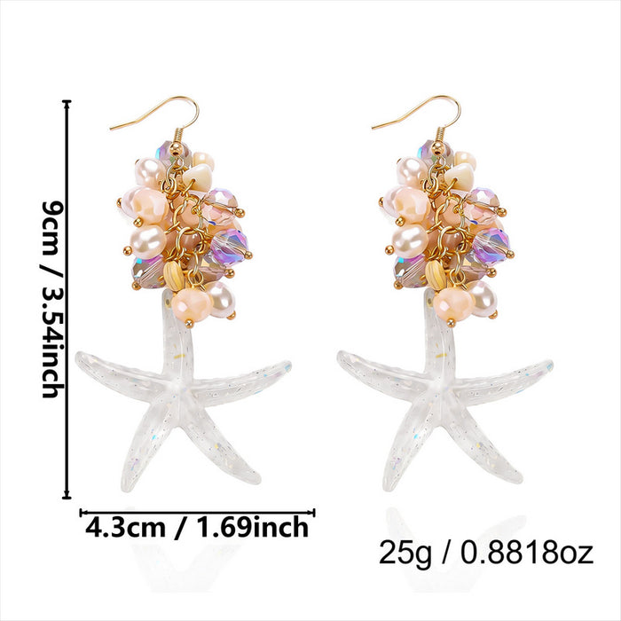 Wholesale Summer Seashell Earrings with Simulated Pearl and Crystal Beach Style