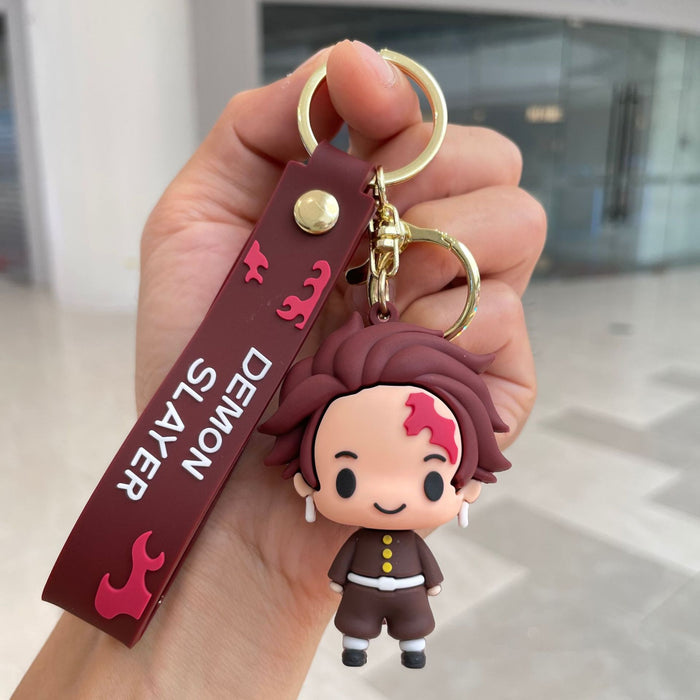 Wholesale Q-version keychain, backpack pendant, soft rubber figurine, car keychain, student gift