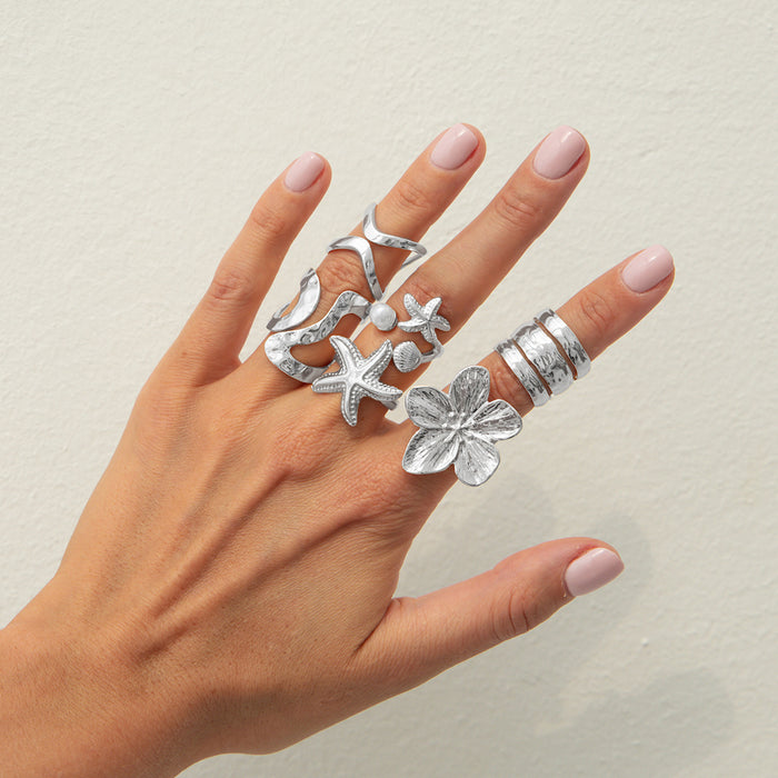 Wholesale Ring set Women's Niche Design Sun Starfish Irregular Alloy