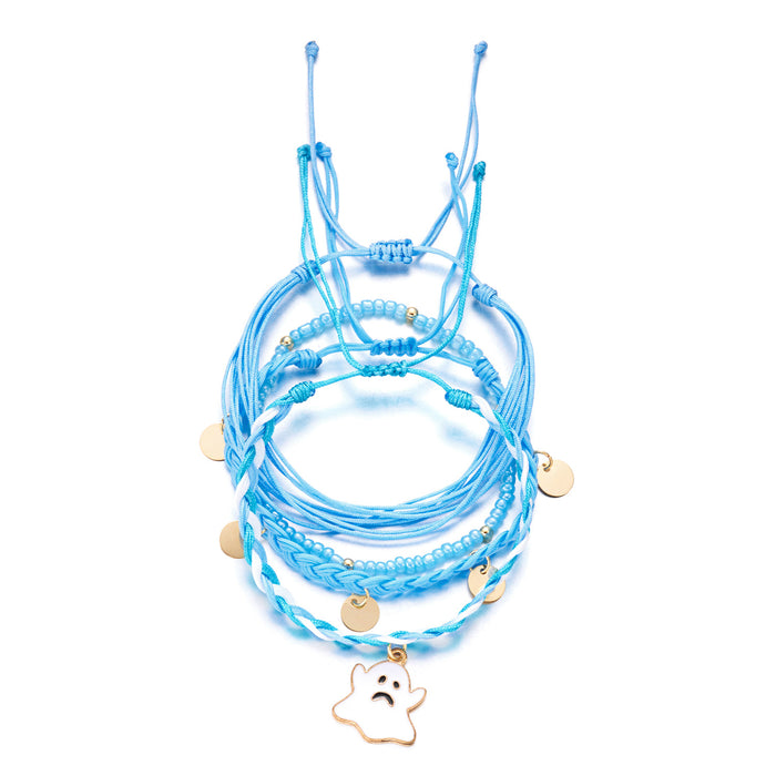 Wholesale Halloween Couple Style Braided Bracelet Halloween Ghost Pumpkin Pendant Set Bracelet