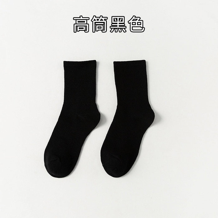 Wholesale Black socks, mid length socks, white sports socks, cotton socks
