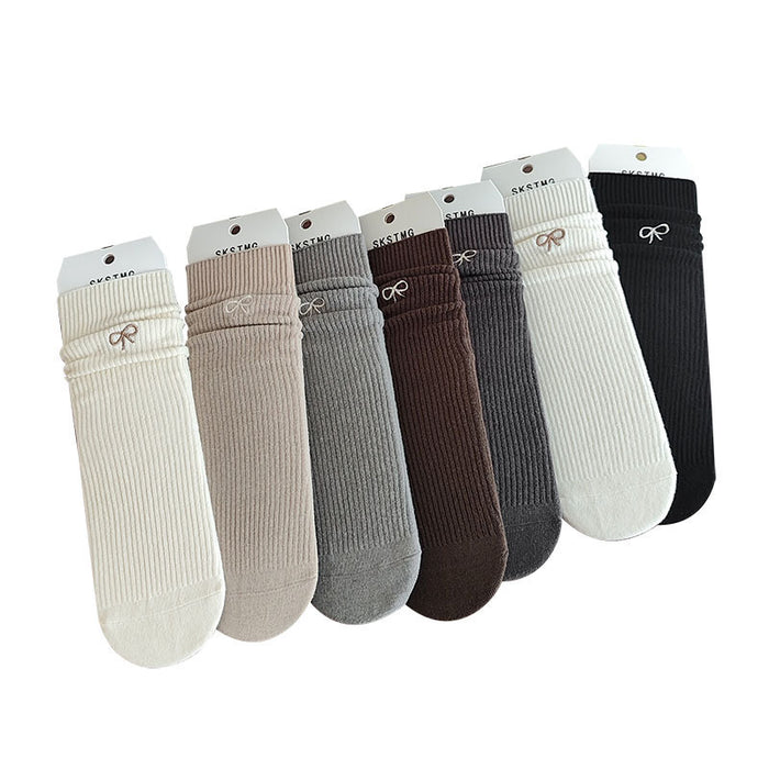 Wholesale New socks with bow embroidery, midsole, loose mouth, stacked socks