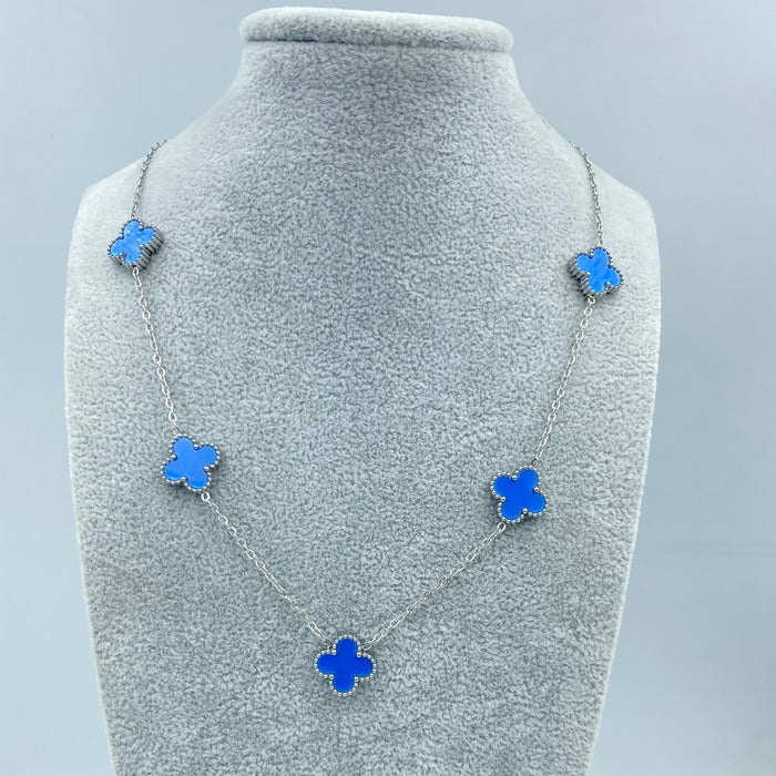 Wholesale 13MM titanium steel 5-link necklace  four-leaf clover necklace