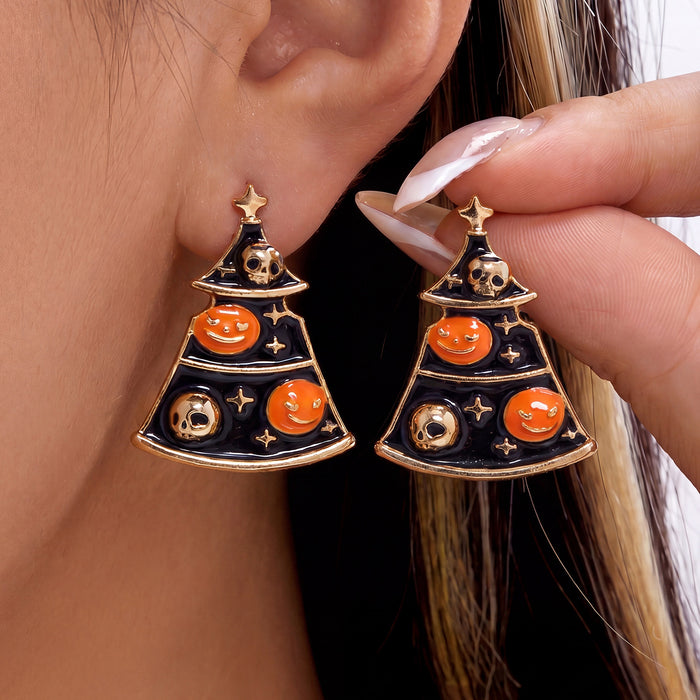 Wholesale Stylish Earrings Set Pumpkin Cat Ghost Alloy Jewelry Accessory
