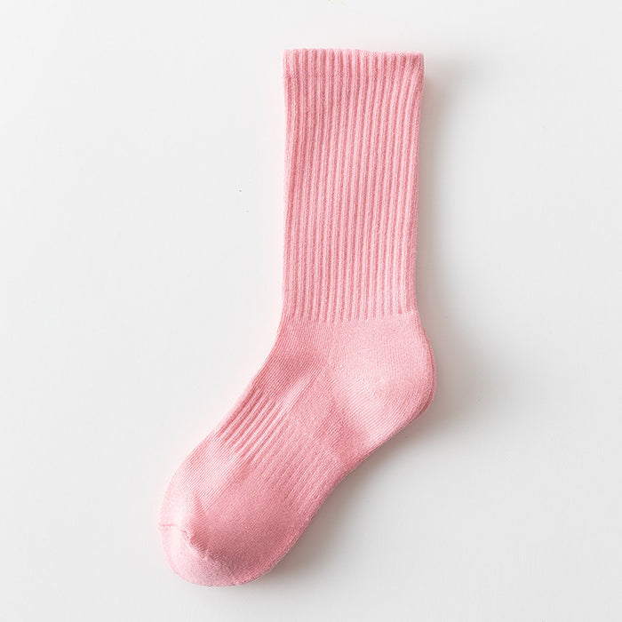 Wholesale Solid color high elastic looped socks for men and women, long socks for sports, cotton socks