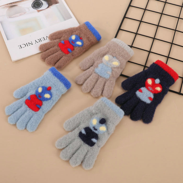 Wholesale Cartoon Warm Gloves  Fleece Lining Thickened Fingers