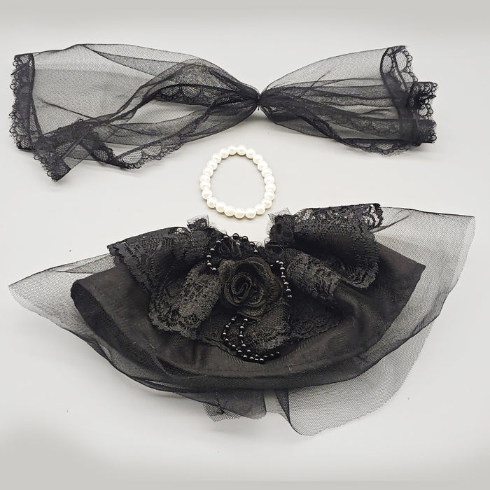 Wholesale 17cm  Clothes Black Wedding Dress Three-Piece Set Replacement Dress-Up Baby Clothes