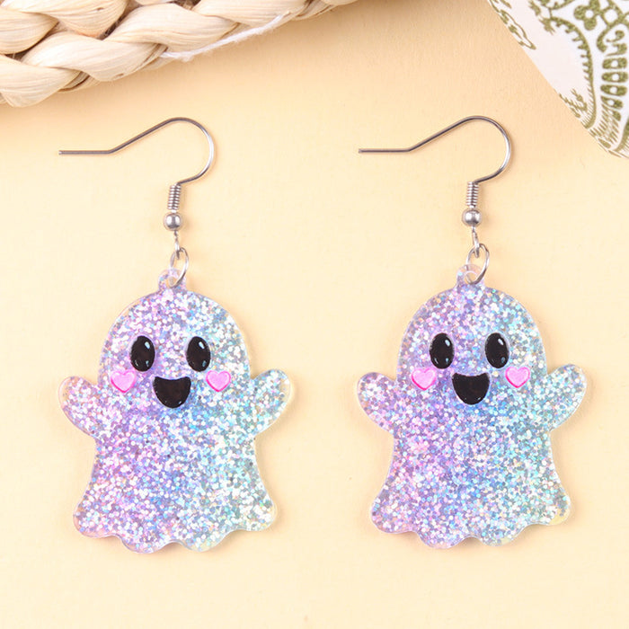 Wholesale Halloween Funny Acrylic Bat Pumpkin Ghost Earrings Trendy Jewelry Accessory MOQ≥2