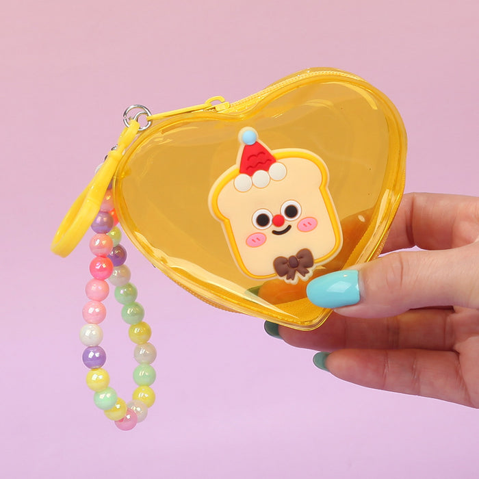 Wholesale Heart Shaped Jelly Transparent PVC Coin Purse With Chain Fashion Bag Charm Casual Chic Accessory