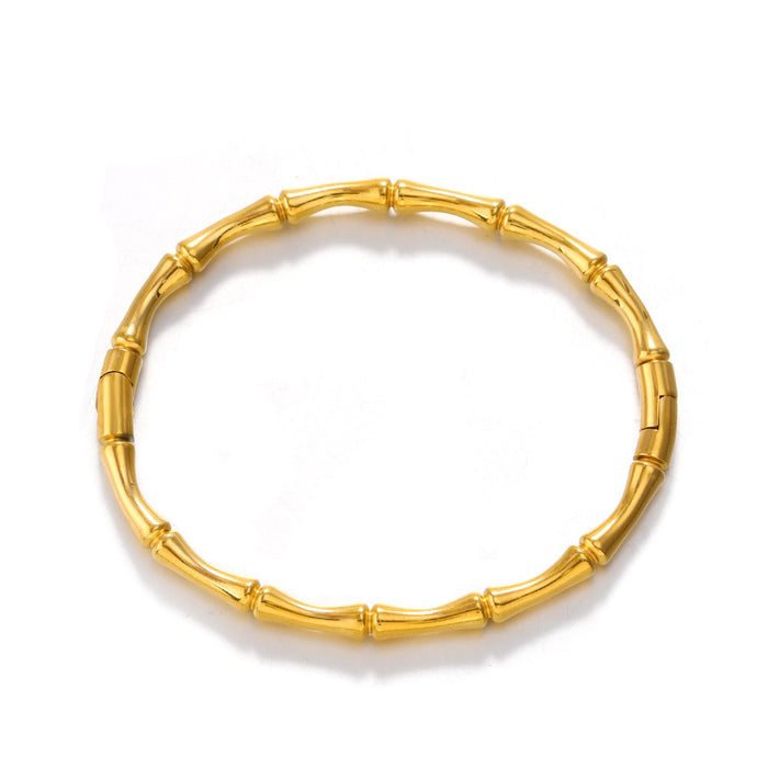 Wholesale women's Bracelet and rings bamboo joint suit titanium Stainless steel plated bamboo jewelry