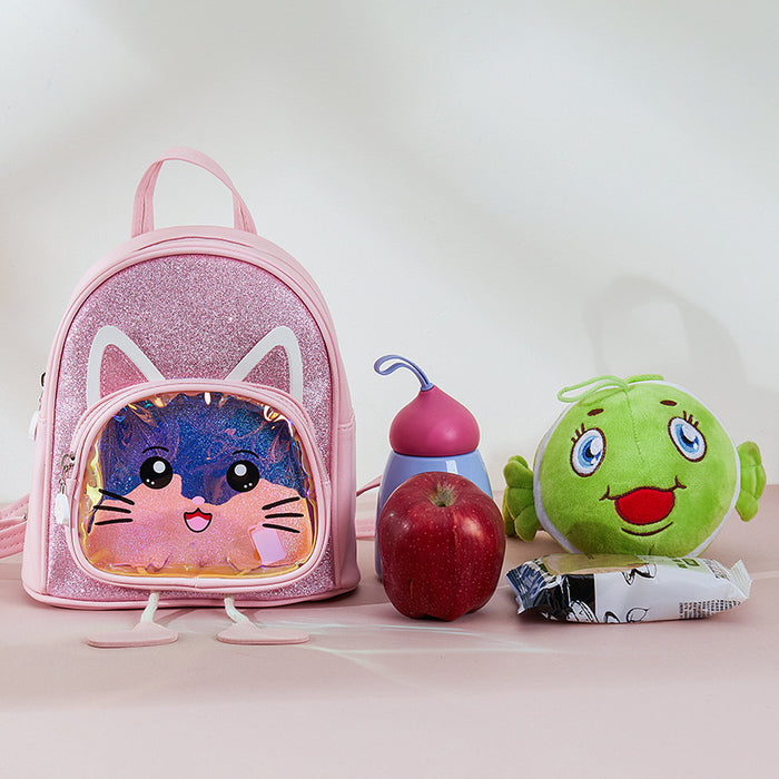 Wholesale Children' s backpack little girl leisure travel backpack sequin LED light cartoon bag