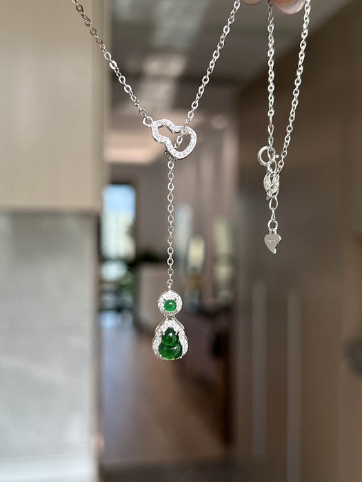 Wholesale Pure silver jade necklace, light luxury, niche temperament, collarbone chain, high-end necklace