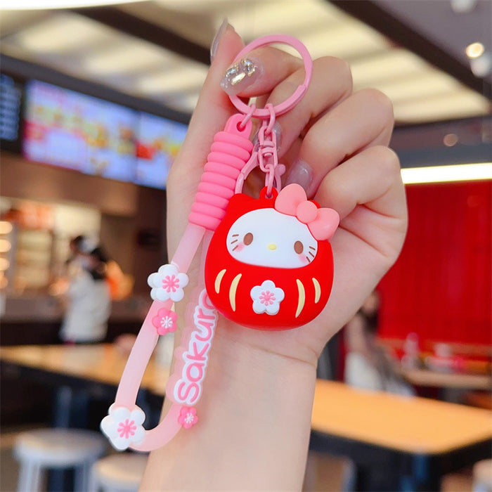 Wholesale PVC Cute cartoon creative keychain with cherry blossom pattern