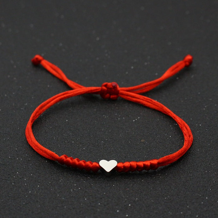 Wholesale Versatile Silver Love Hand Woven Couple Handmade Red Rope Bracelet Heart Bracelets JDC-BT-SX001