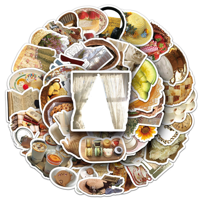 Wholesale 50pcs Cartoon Retro Leisure Afternoon Bread Stickers