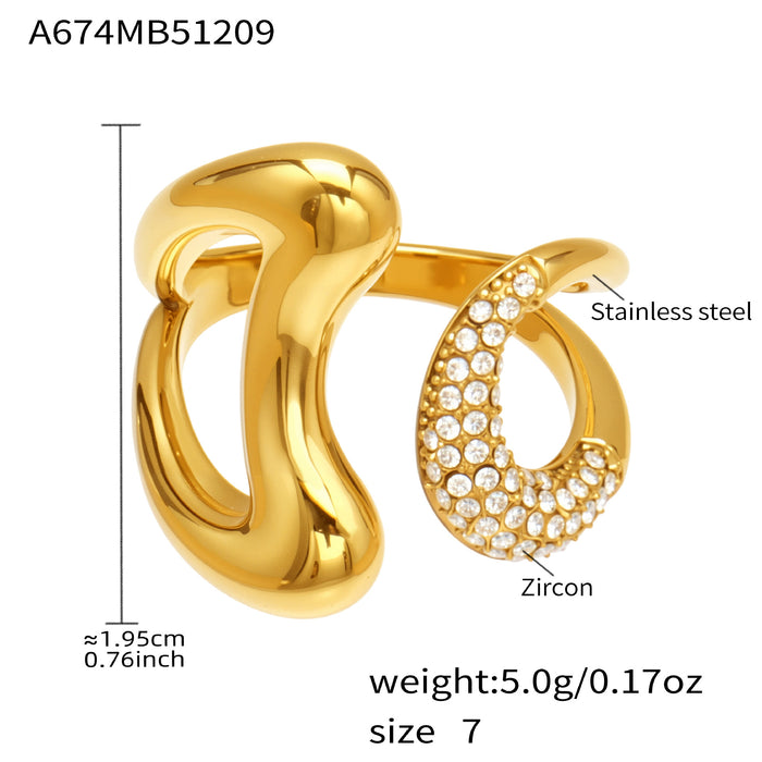 Wholesale Open Stainless Steel Ring with Fine Diamond Setting
