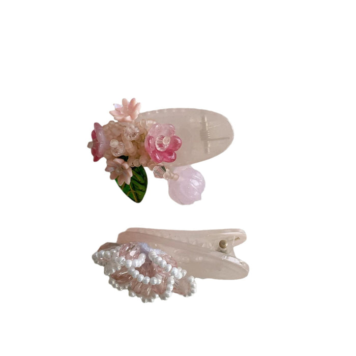 Wholesale Crystal bead flower hair clip, sweet and cute bangs clip hair accessory