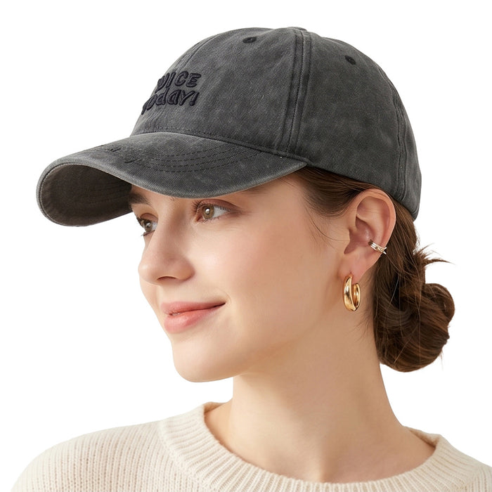 Wholesale Vintage Embroidered Baseball Cap – Grey Distressed Cotton Sun Protection Women' s Fashion Hat