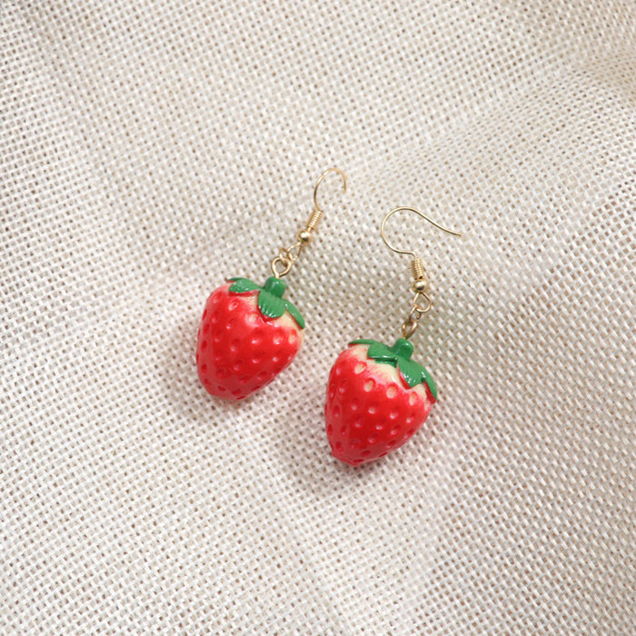 Wholesale sweet cute girl heart all-match ear clip super cute strawberry earrings for women