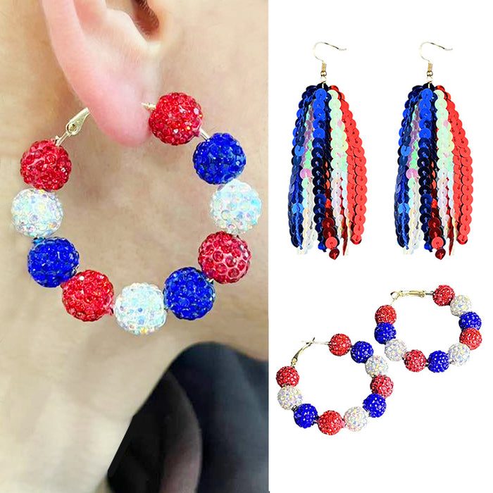 Wholesale Celebrating atmosphere with trendy accessories, sparkling earrings, diamond balls, color blocked large earrings