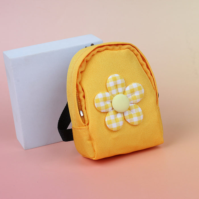 Wholesale Trendy Flower Backpack Coin Purse In Blue Canvas Fashionable Charm Bag