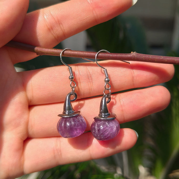 Wholesale Natural Stone Crystal Pumpkin Earrings  Witch Personalized  Jewelry