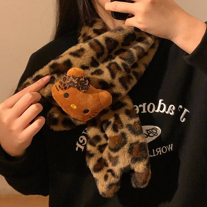 Wholesale Cartoon leopard print plush gloves