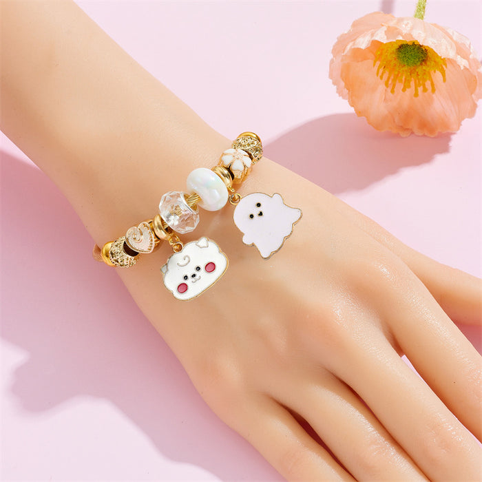 Wholesale Stainless Steel Ghost Pumpkin Beaded Bracelet Cartoon Design MOQ≥2