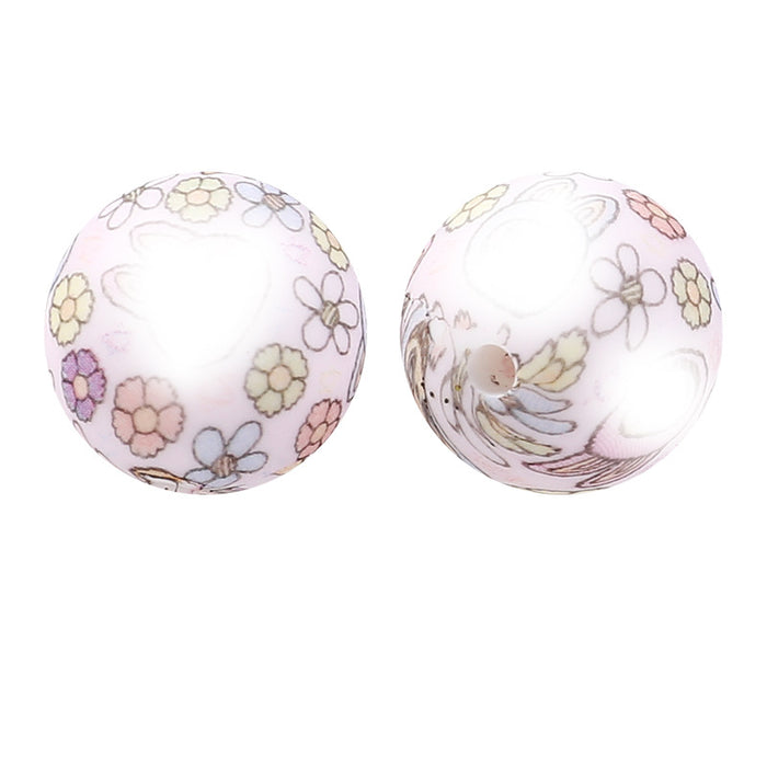 Wholesale Random 100pcs Children' s DIY jewelry water transfer silicone beads straight hole bracelet printing beads