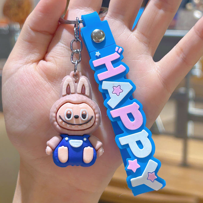 Wholesale Cute cartoon silicone keychain with cute little monster keychain for sweatshirt