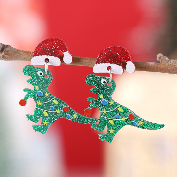 Wholesale Christmas Hat Lantern Dinosaur Sequins Pendant Earrings Acrylic ing Earrings Earrings