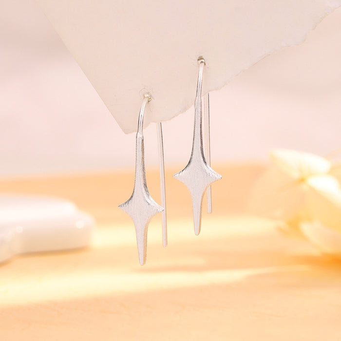 Wholesale Long brushed earrings with two personalized designs, trendy silver earrings, frosted cross earrings