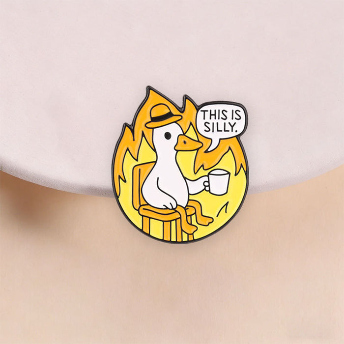 Wholesale Modern Cartoon Duck Brooch Pin Zinc Alloy Baked Paint Backpack Accessory