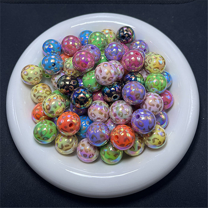 Wholesale 200pcs 16mm UV-plated Five-pointed Star Heart Leopard Print Resin Beads JDC-BDS-Xiaox006