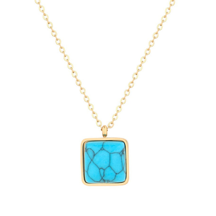 Wholesale stainless steel natural turquoise necklace