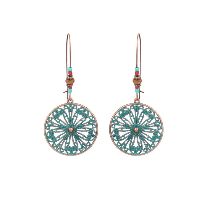 Wholesale Bohemian Turquoise Drop Earrings Alloy Electroplated Geometric Design MOQ≥2