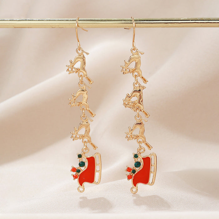 Wholesale Christmas element earrings female red and green color matching  snowflake creative Christmas earrings