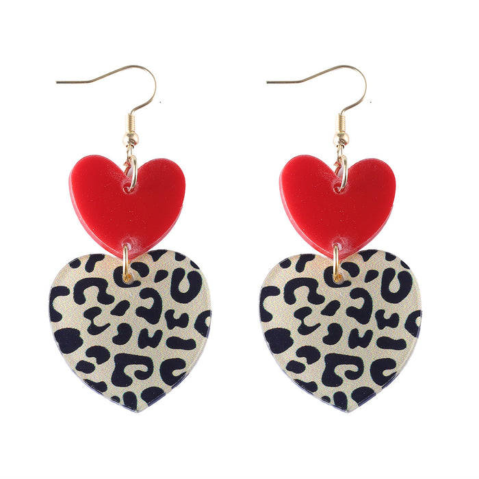 Wholesale Valentine' s Day Love Leopard Print ing Pendant Earrings Acrylic Valentine' s Day Simple Sexy Earrings