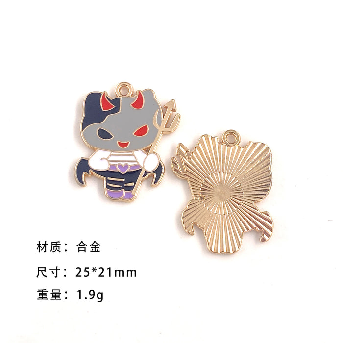 Wholesale 10pcs Cute personality cat cartoon collection alloy oil drop earrings pendant keychain pendant jewelry accessories